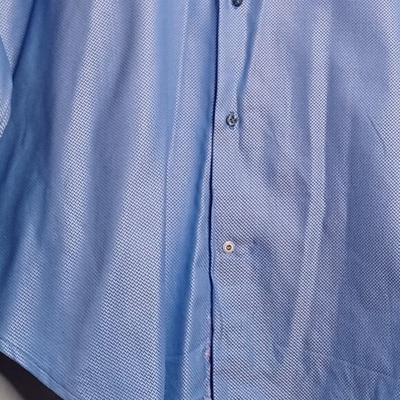 Robert Graham Shirt Mens 47(38/39)Tall SkyBlue Herringbone Long Sleeve Flip Cuff - Picture 7 of 13